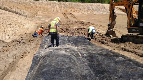 Installation of Baffle in a Sediment Basin & Spillway
