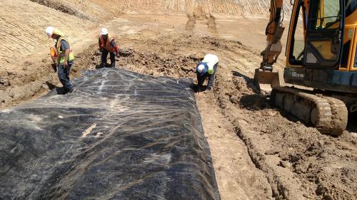 Installation of Baffle in a Sediment Basin & Spillway