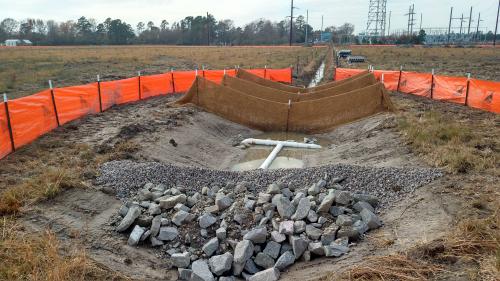 Installation of Baffle in a Sediment Basin & Spillway