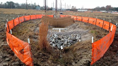 Installation of Baffle in a Sediment Basin & Spillway