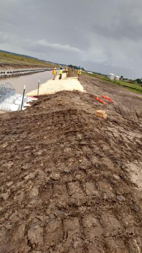 Installation of Baffle in a Sediment Basin & Spillway